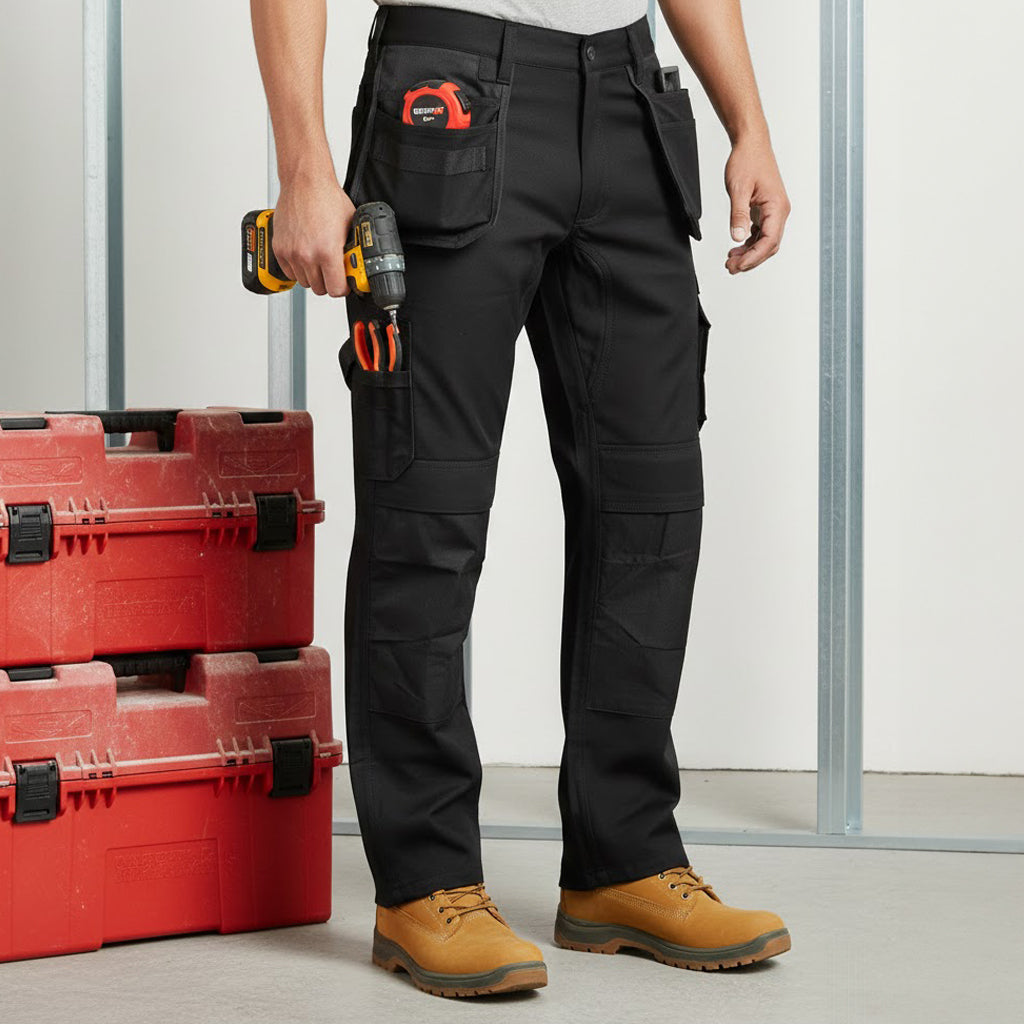 U237 Rug Unbreakable U237 Black Stretch Multi-Pocket Holster Work Trousers